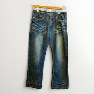 Ringo Fire Boot Cut Jeans Men 36x30 Dark Wash Distressed LA Denim